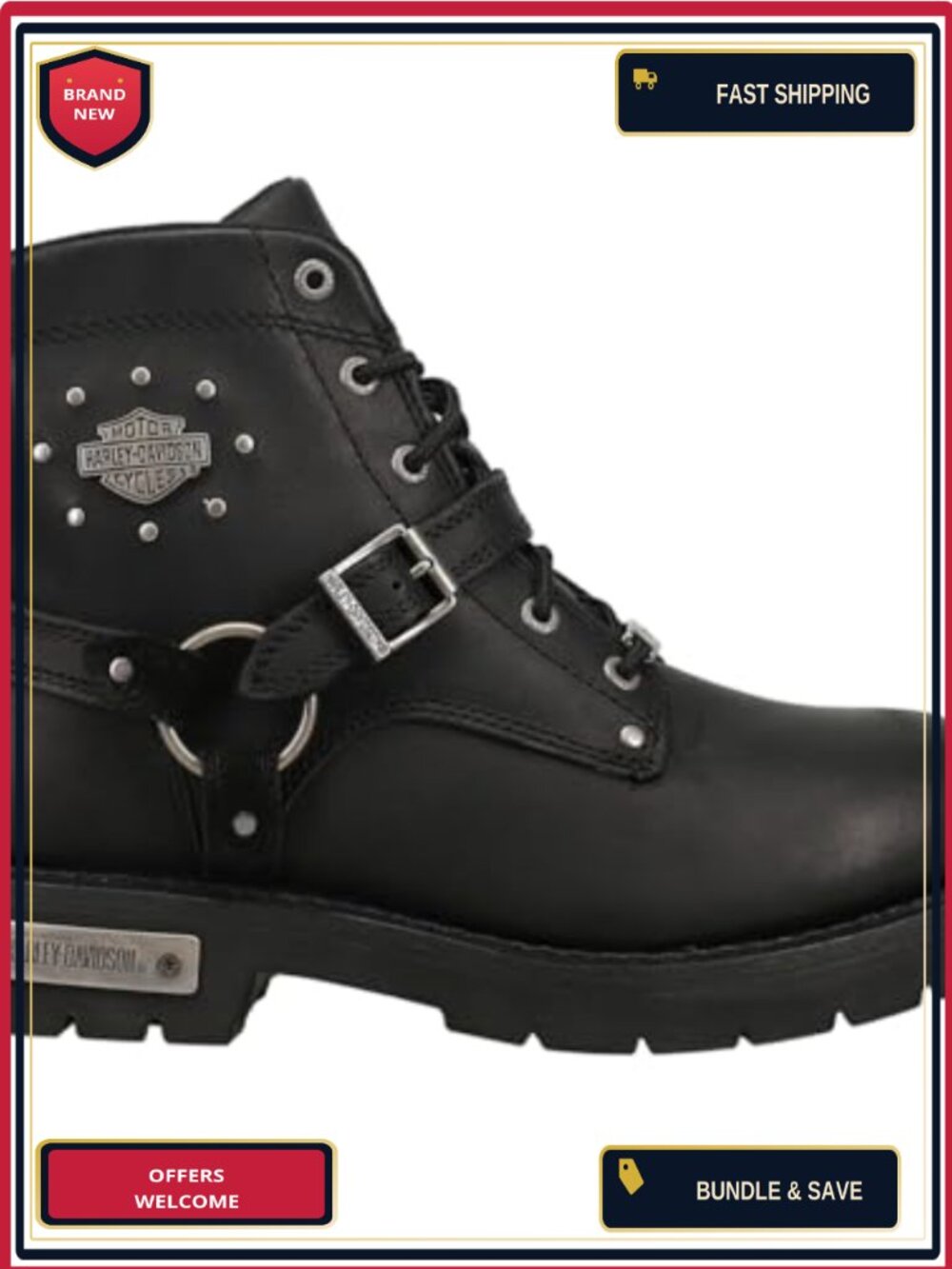 Women's Leather Motorcycle Ankle Boots Low Heel Lace Up Goodyear Welt